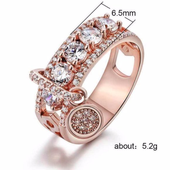 18k Rose Gold Plated Cubic Zircon Wedding Ring New - Picture 3 of 6